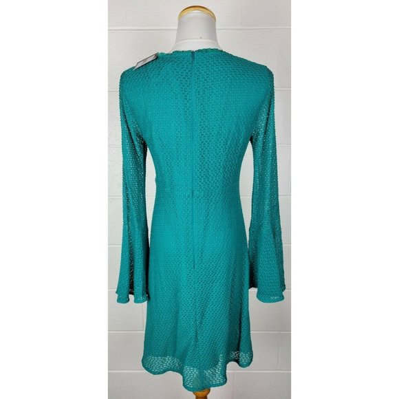 NWT Nanette Lepore Ciao Bella Shift Dress Jade Green Bell Sleeve Boho 8 - Picture 4 of 10